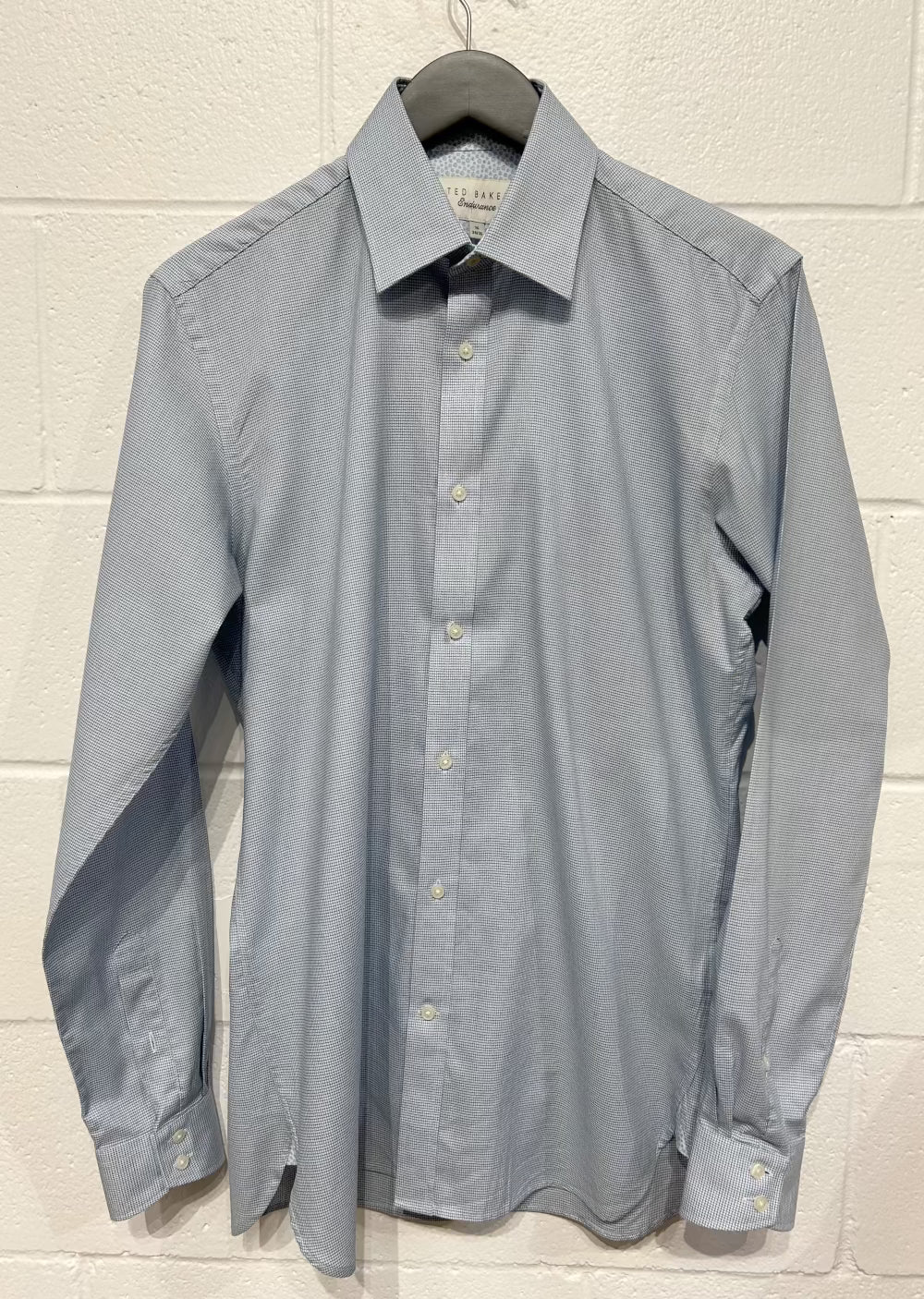 Men's S 15 Cotton Shirt,  Long Sleeve, Button Up, Blue Box Check, Ted Baker