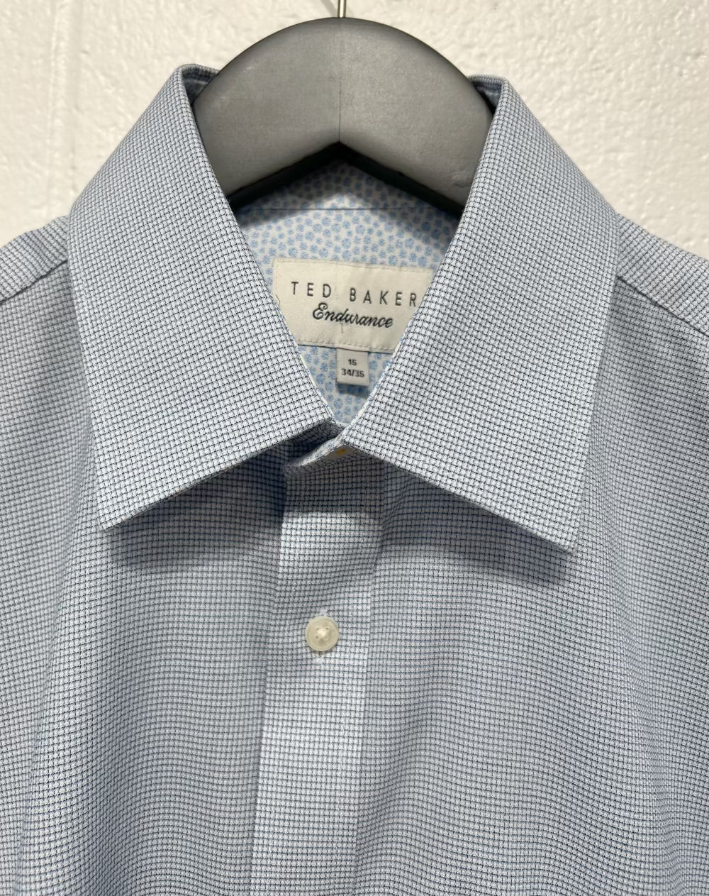 Men's S 15 Cotton Shirt,  Long Sleeve, Button Up, Blue Box Check, Ted Baker