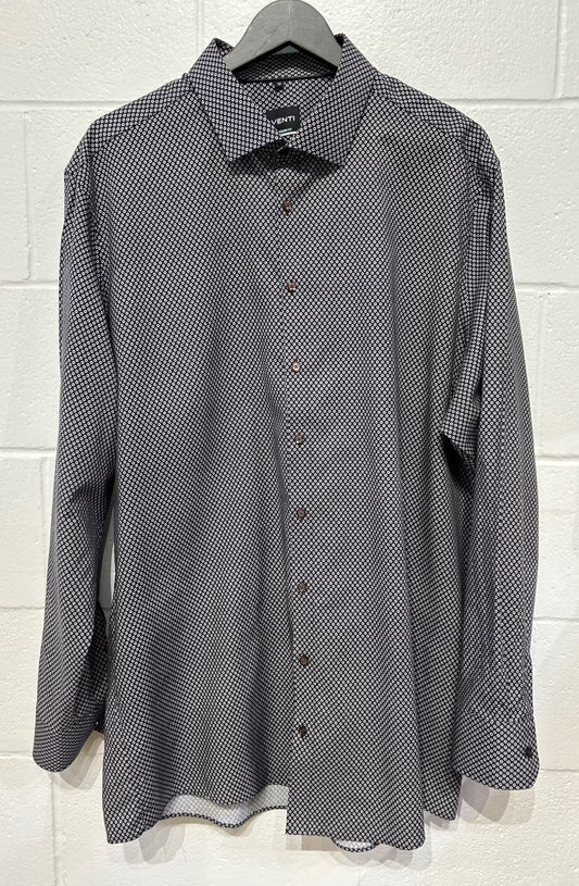 Men's 48 XXL Shirt,  Long Sleeve, Button Up, Black Dots, Modern Fit - Venti