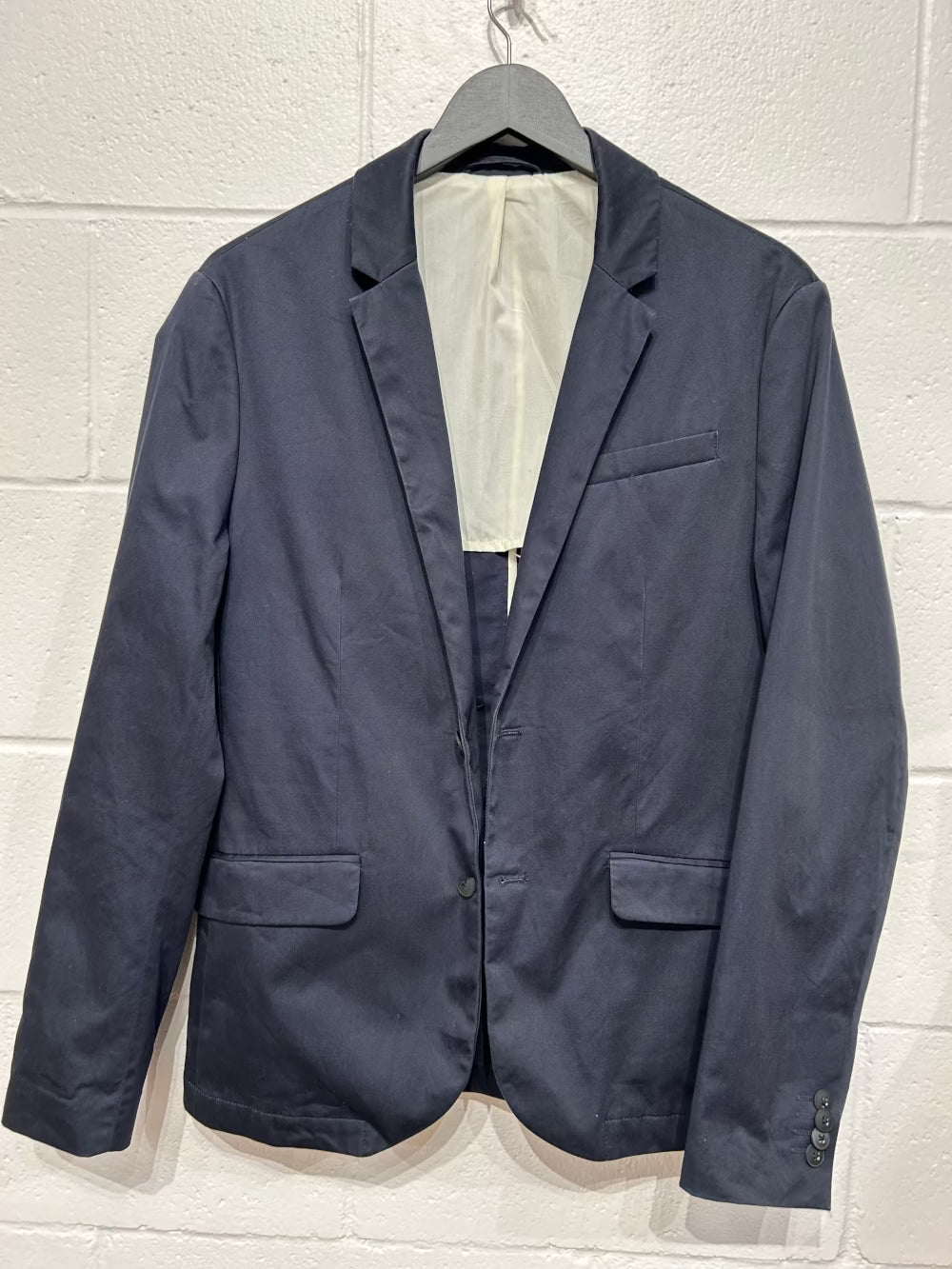 Men's 38R (Fits like 36R) 100% Cotton Sportscoat Jacket, Midnight Navy, Jack & Jones