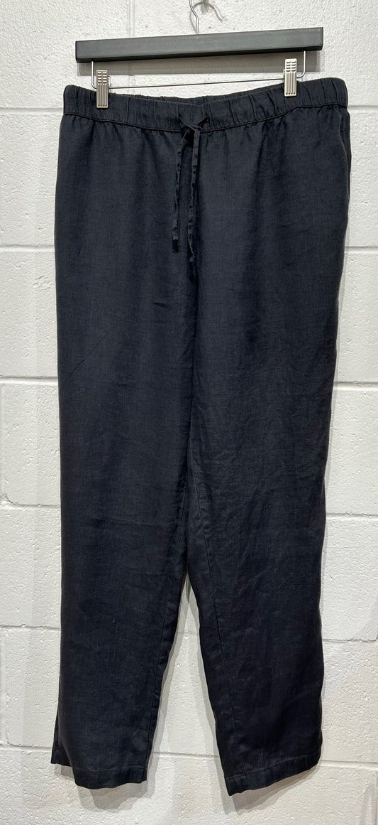 Women's M 100% Linen Pants, Charcoal, Elastic/Drawstring Waist, H&M Home