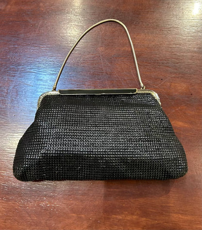 Vintage Metallic Black Mail Evening Clutch Purse Bag, Gloms