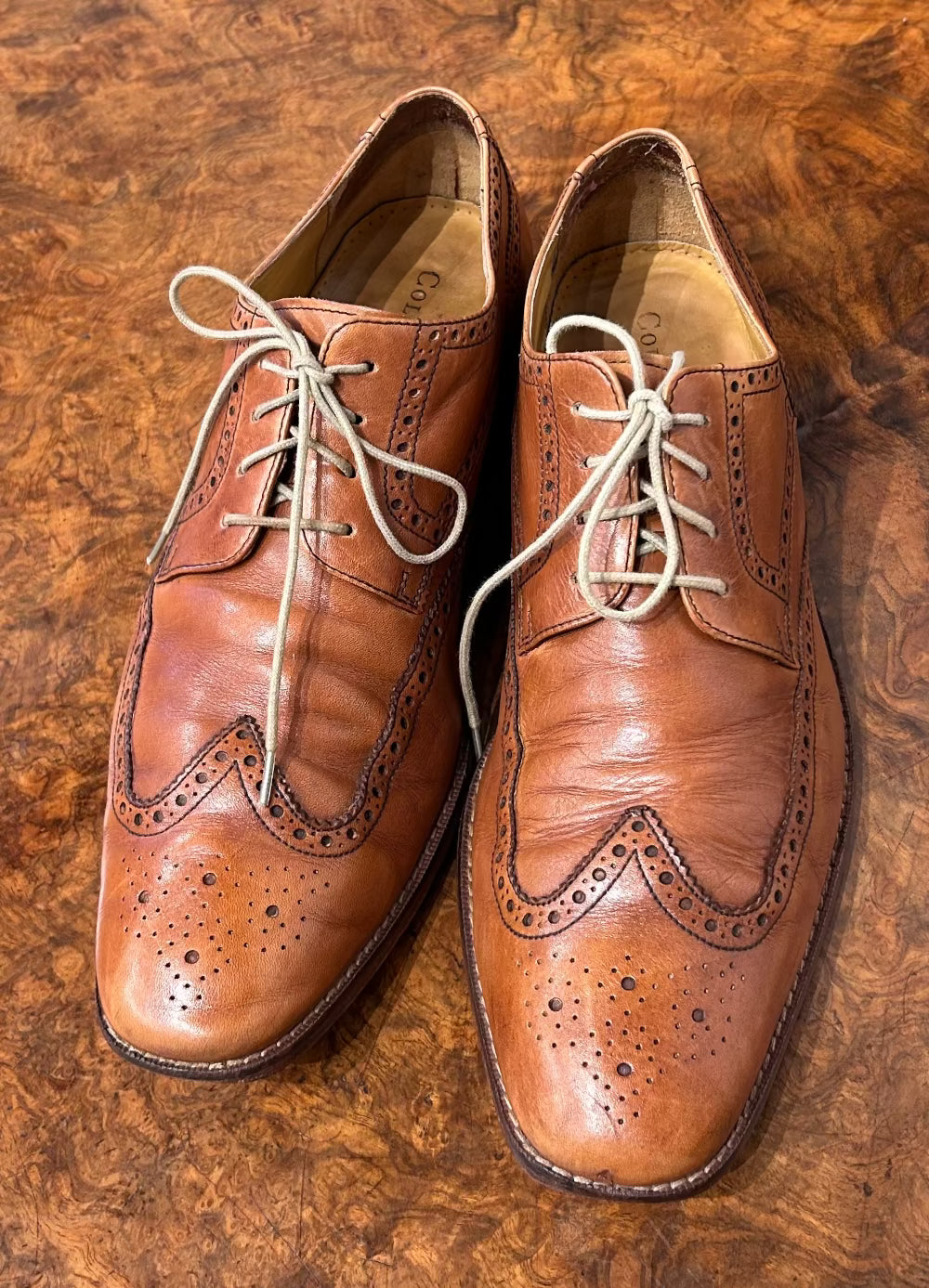 Men's Shoes - US 13 M Cole Haan, Lace-up Caramel Leather Brogue, Leather Sole