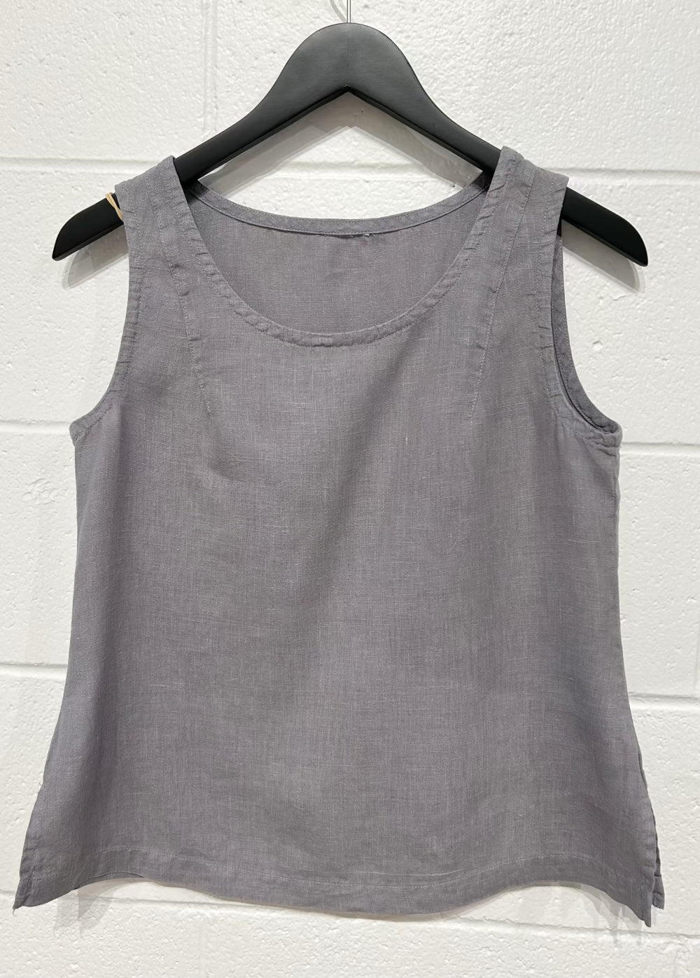 Women's S Top Tank Linen with Seaming, Grey