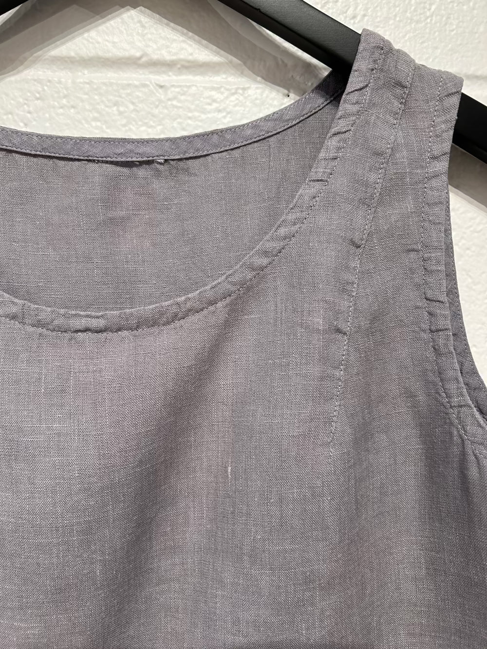 Women's S Top Tank Linen with Seaming, Grey