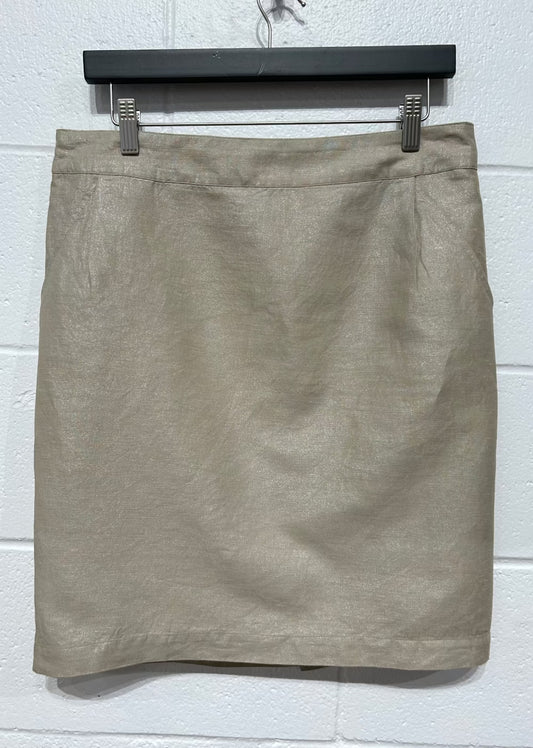 Women's 6 Linen-Cotton Skirt, Metallic Beige, Joe