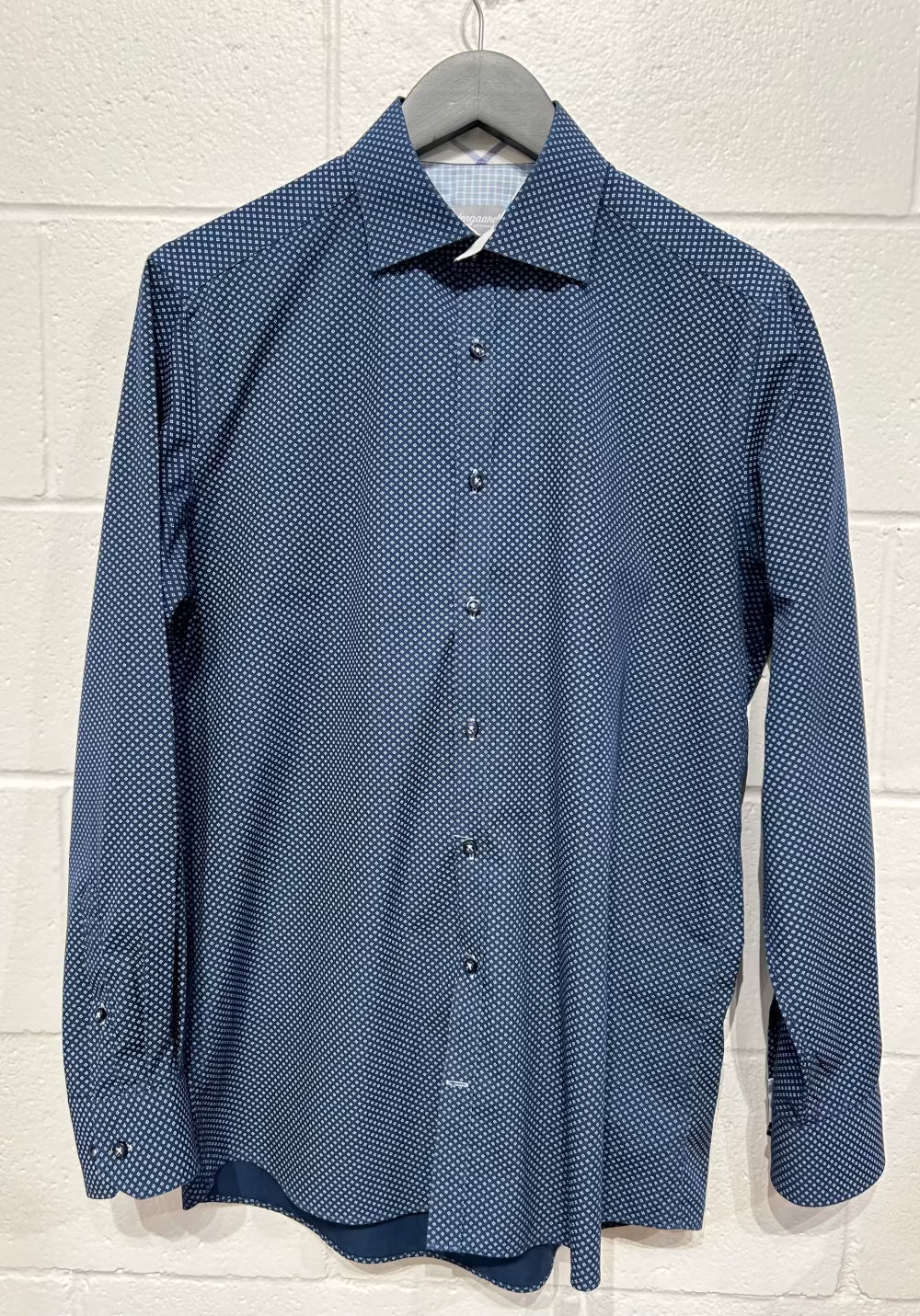 Men's 15 Shirt,  Long Sleeve, Button Up, Blue Micropattern, Sondergaard