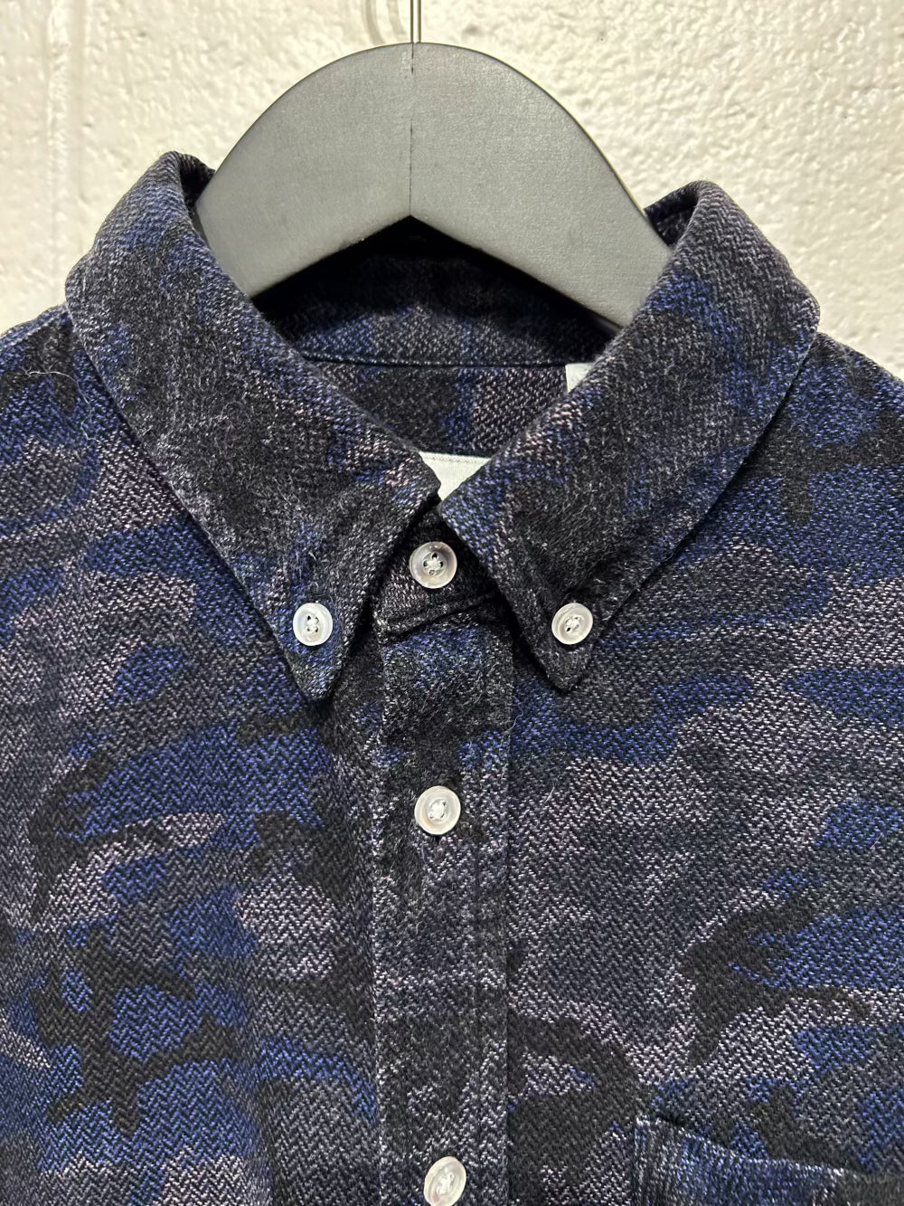 Men's L Shirt, Long Sleeve, Button Up, 100% Cotton - Blue Grey Camo, Bon Vivant