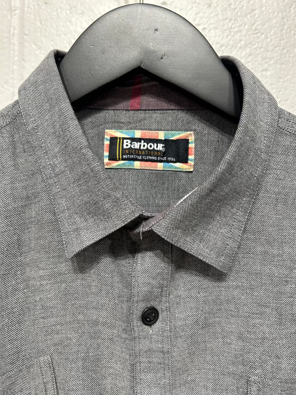 Men's M Shirt, Long Sleeve, Button Up, 100% Cotton, Pockets - Grey Herringbone, Barbour