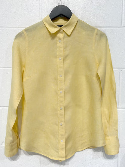 Women's 2 100% Linen Shirt Button-up Long Sleeve, Yellow, Baird McNutt Irish Linen, J Crew