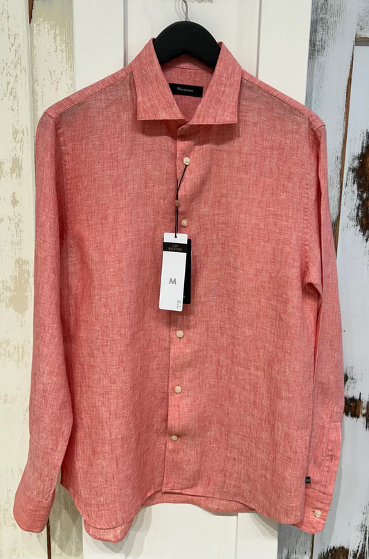 Men's L Shirt, Long Sleeve, Button Up, 100% Linen - Coral, Matinique NWT New with Tags