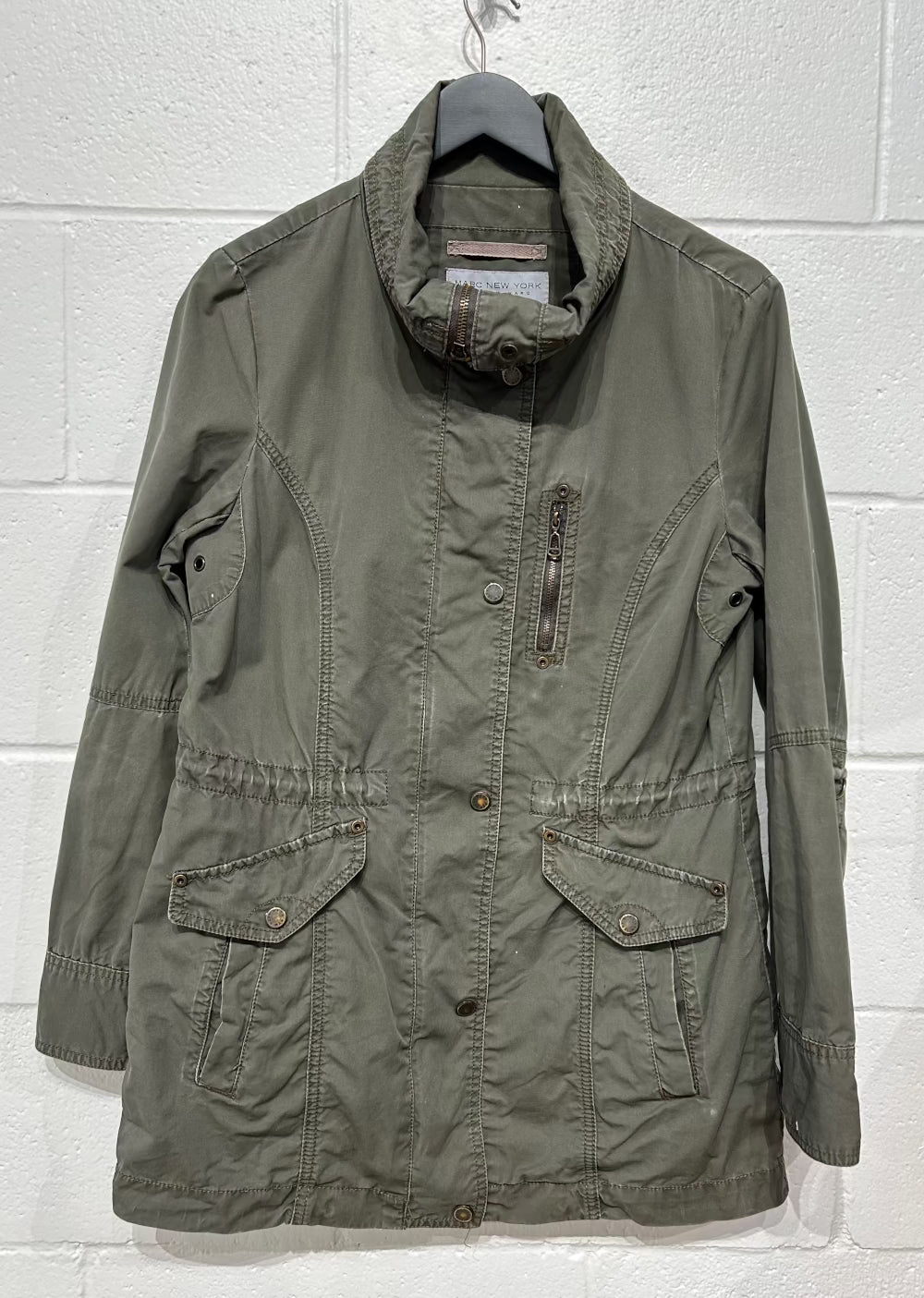 Women's S Olive Green Cotton Jacket Coat - Marc New York Andrew Marc