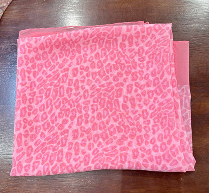 Rectangular Scarf, Pink Leopard, Chiffon