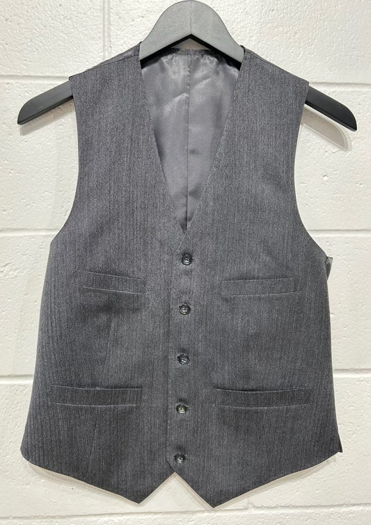 Men's M Vest Wool Waistcoat, Grey Herringbone, No brand tag