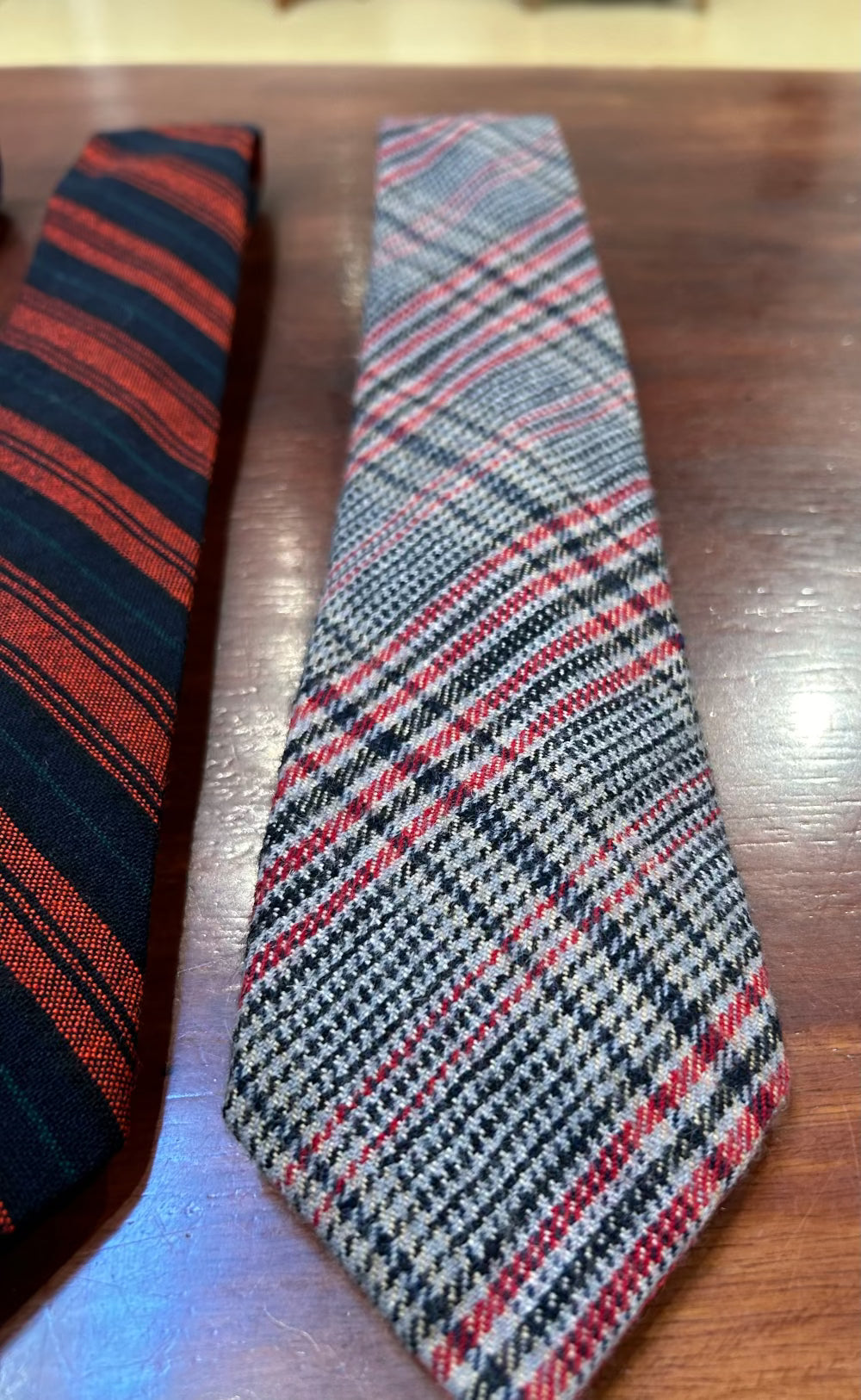 Vintage Schubert 100% Virgin Wool Tie Red/Black/Beige Plaid - Men's Ties