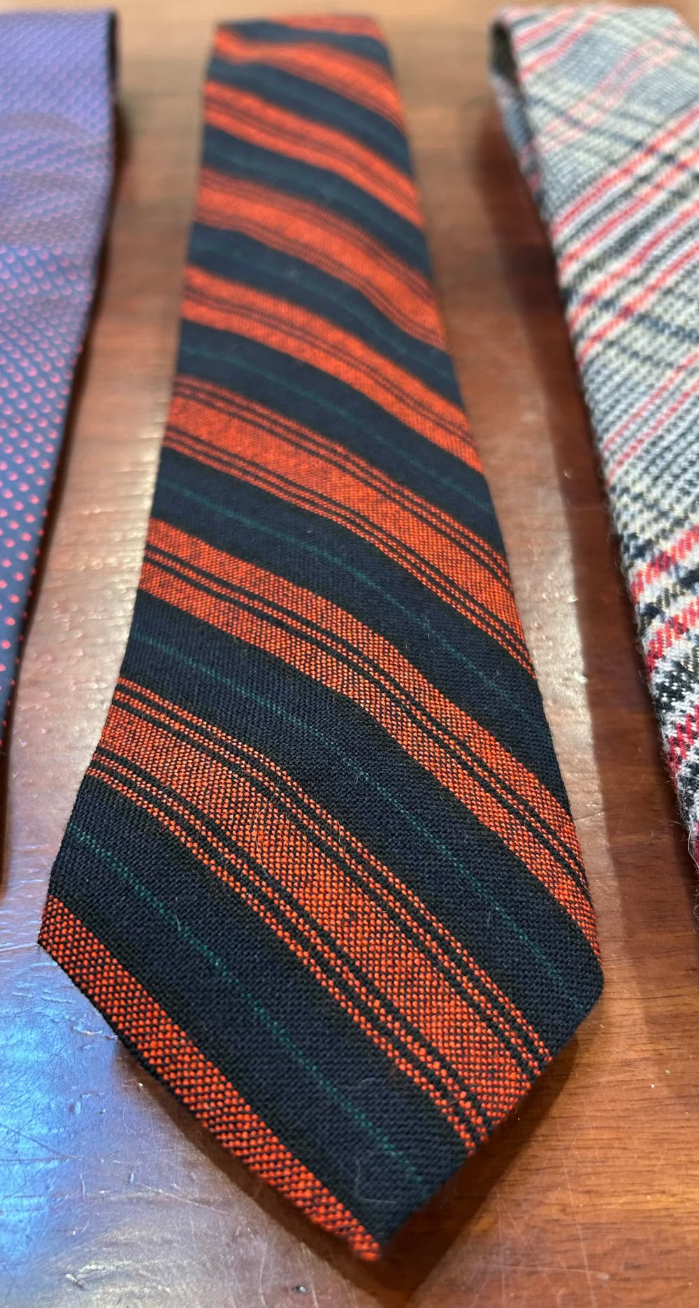 Vintage Highland Mist 100% Wool Tie Orange/Navy/Green Stripe - Men's Ties