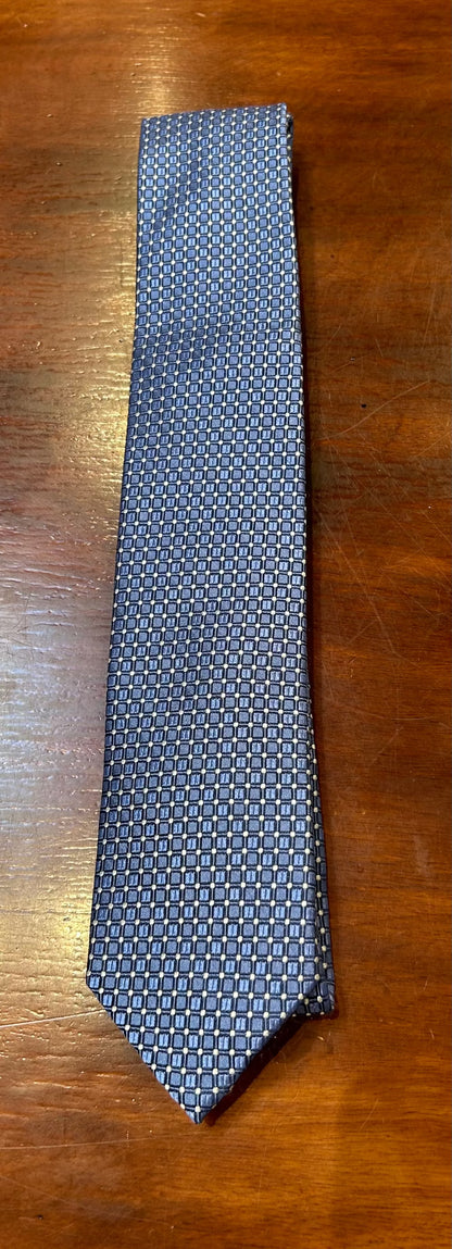 Cooper & Stewart 100% Silk Tie  Navy/Silver Geometric - Men's Ties