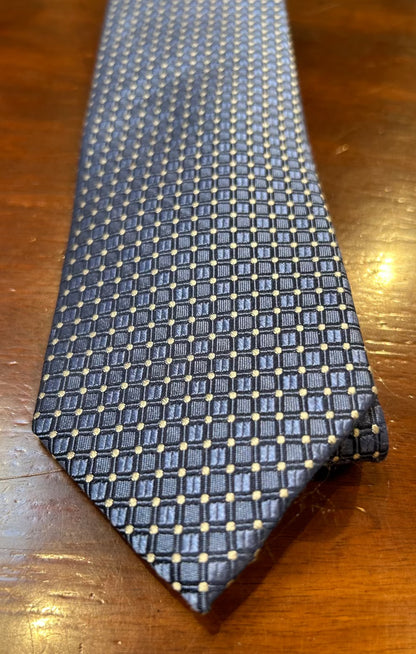 Cooper & Stewart 100% Silk Tie  Navy/Silver Geometric - Men's Ties