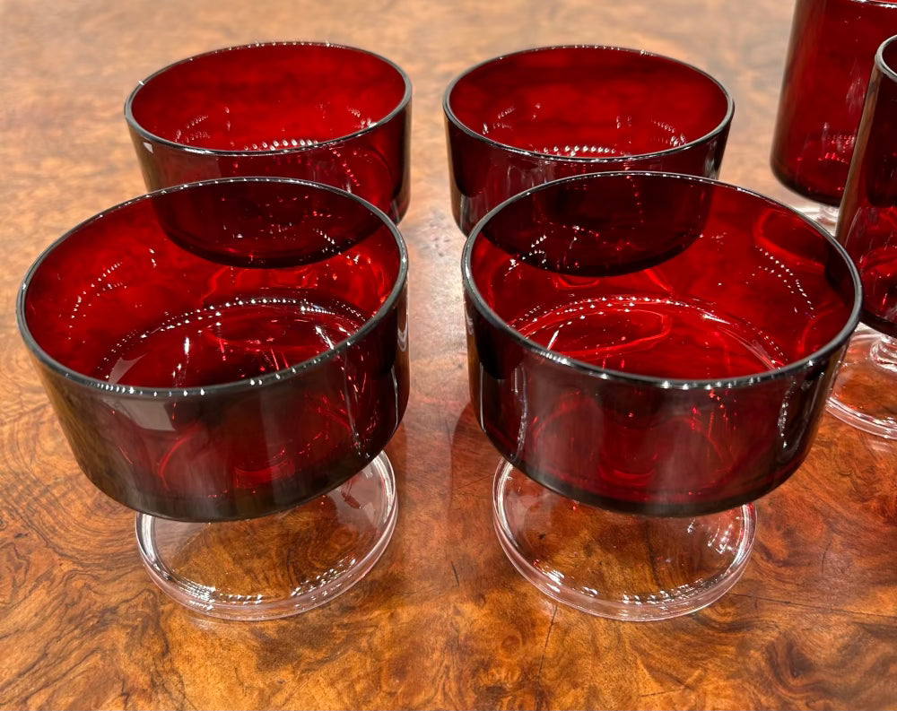 Local Pickup Only - Vintage Arcoroc Ruby Dessert Glasses Set of 4