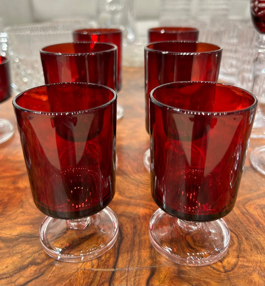 Local Pickup Only - Vintage Arcoroc Ruby Aperitif Glasses Medium - Set of 4