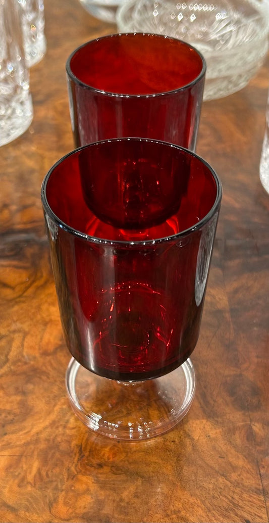 Local Pickup Only - Vintage Arcoroc Ruby Aperitif Glasses Small - Set of 2