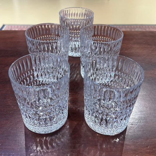 Local Pickup Only - Set of 5 Incised Design Pressed Tumbler Glasses, Ethno by Nachtmann