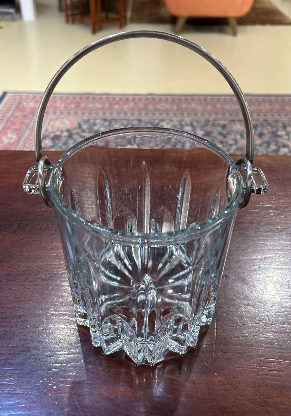 Local Pickup Only - Vintage Mikasa Wilshire Glass Ice Bucket with Silver Handle