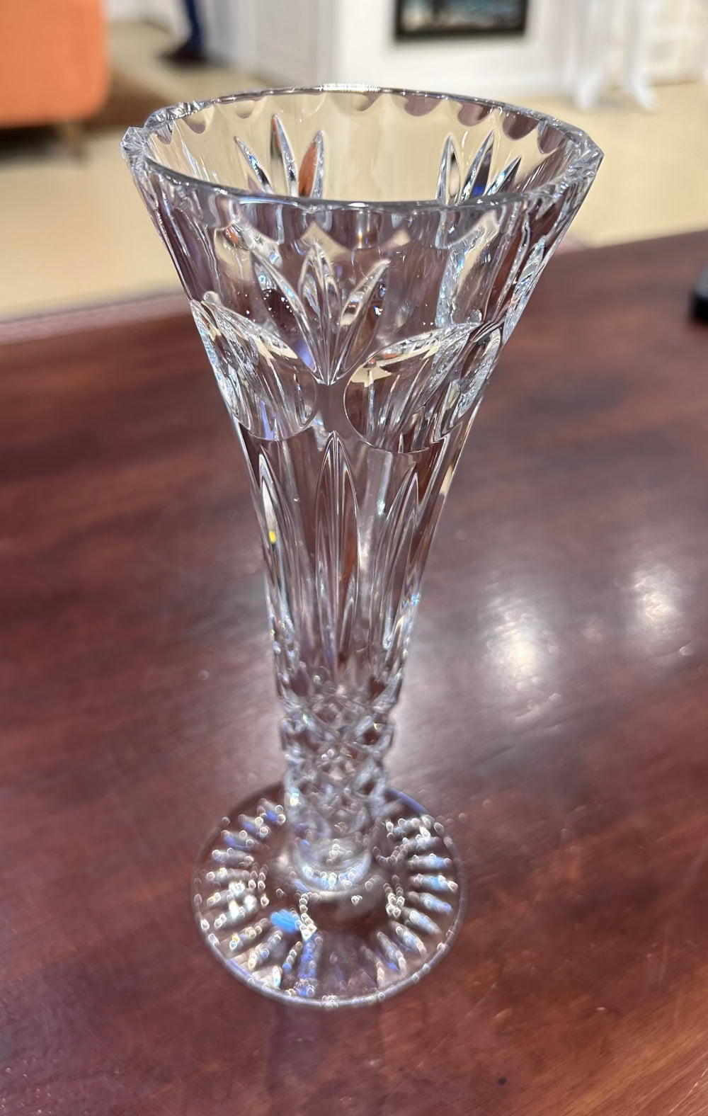 Local Pickup Only - Medium Bud Vase Incised Crystal Glass