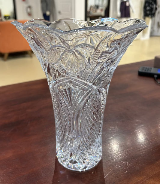 Local Pickup Only - Iris Vase Incised Pressed Glass