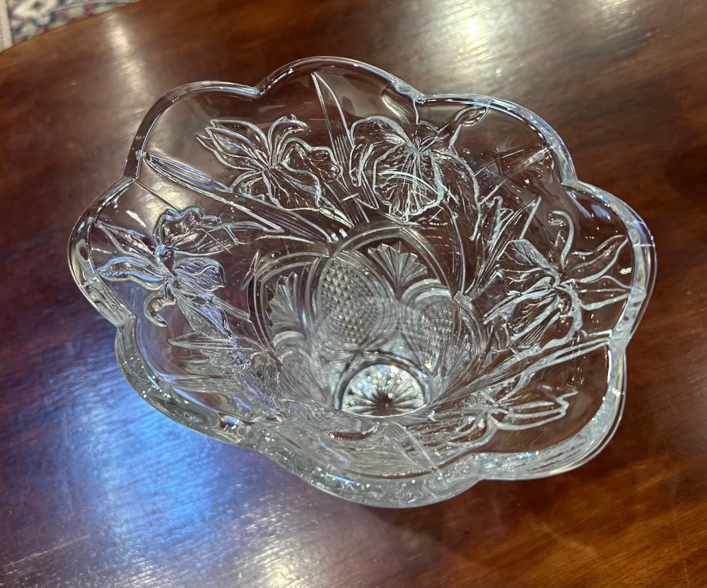 Local Pickup Only - Iris Vase Incised Pressed Glass