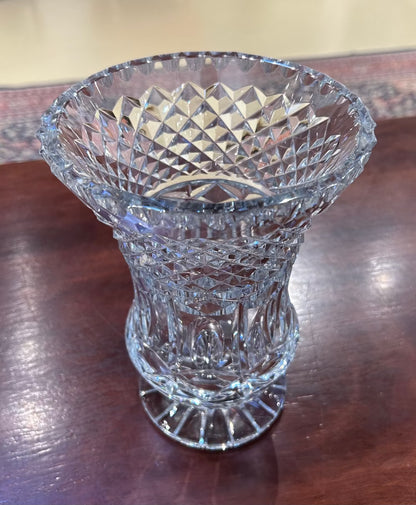 Local Pickup Only - Medium Vase Incised Crystal Glass, Footed Base