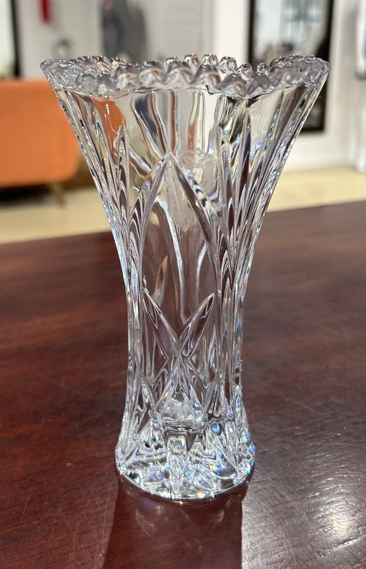 Local Pickup Only - Small Bud Vase Incised Crystal Glass Serrated Edge