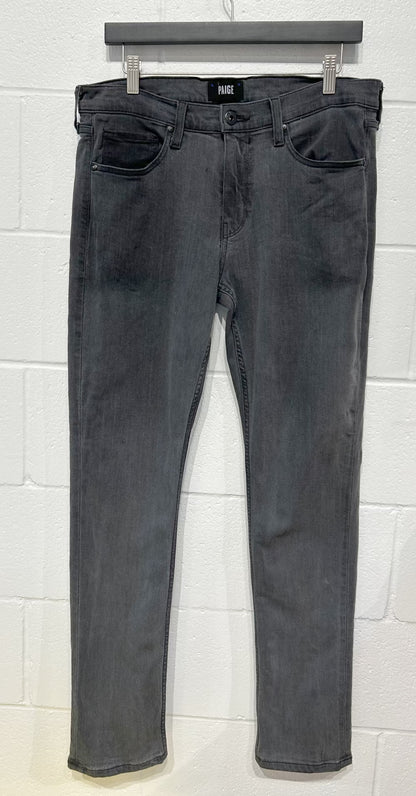 Men's Jeans 33, Slim Fit "Lennox" - Faded Grey Denim, Paige