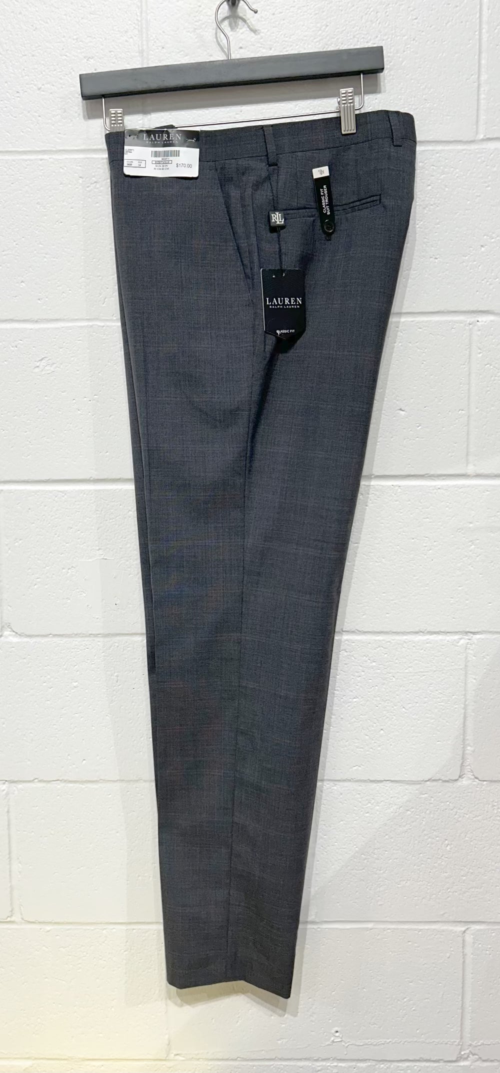 Men's Trousers 32, Flat Front, Glen Plaid, Lauren Ralph Lauren