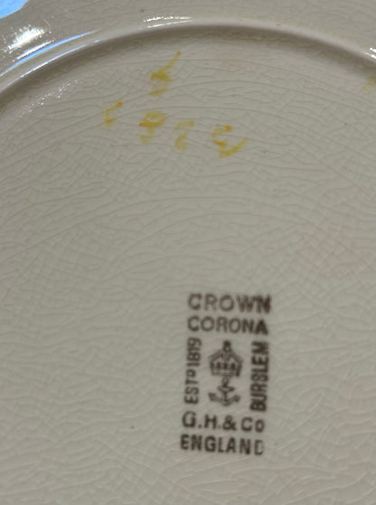 Local Pickup Only - Crown Corona G.H. & Co England Victorian Woman and Flowers Bread Dessert Plate Crown Corona Tea Plate Floral Plate