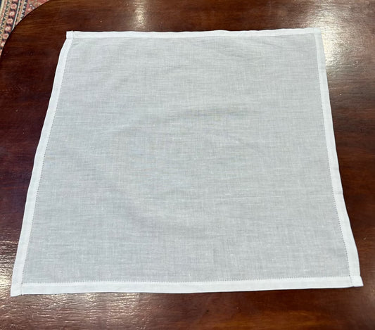 Cotton Pocket Square, White with Pierced Edging