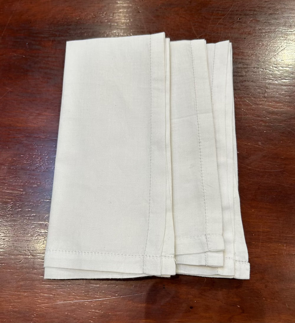 Cotton Pocket Square, White with Pierced Edging