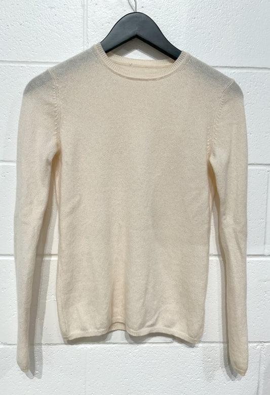 Women's S 100% Cashmere Sweater Long Sleeves Crew Neck - Peach Buff