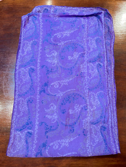 Rectangular Vintage Silk Scarf, Purple and Blue Spots