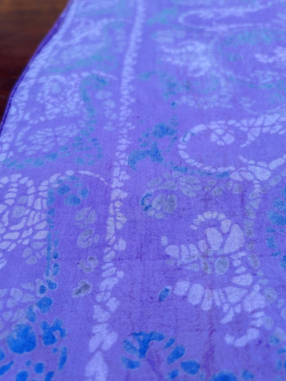 Rectangular Vintage Silk Scarf, Purple and Blue Spots