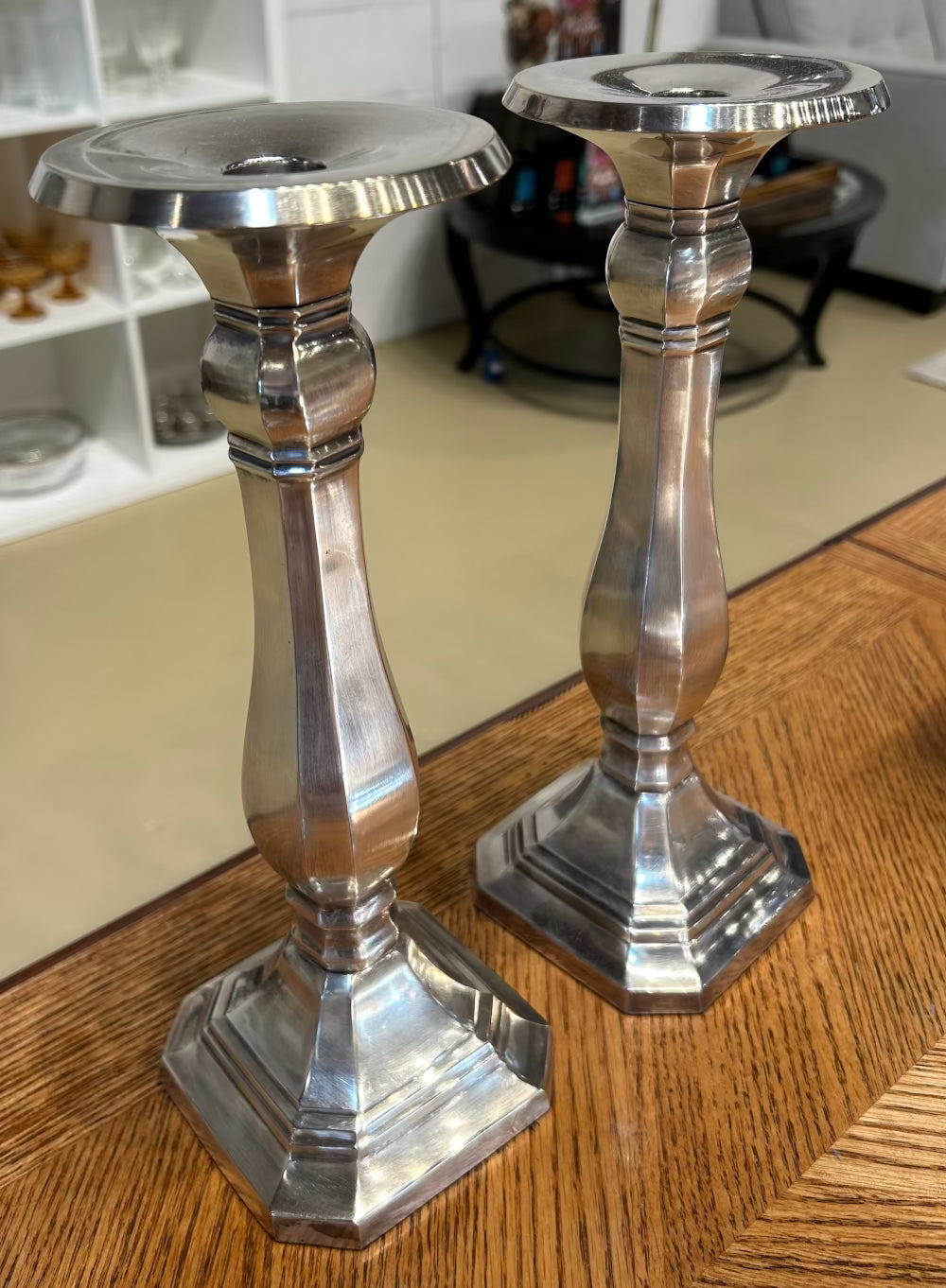 Local Pickup Only - Pottery Barn Candlesticks x 2 Sterling Silver plated (price is for the pair)