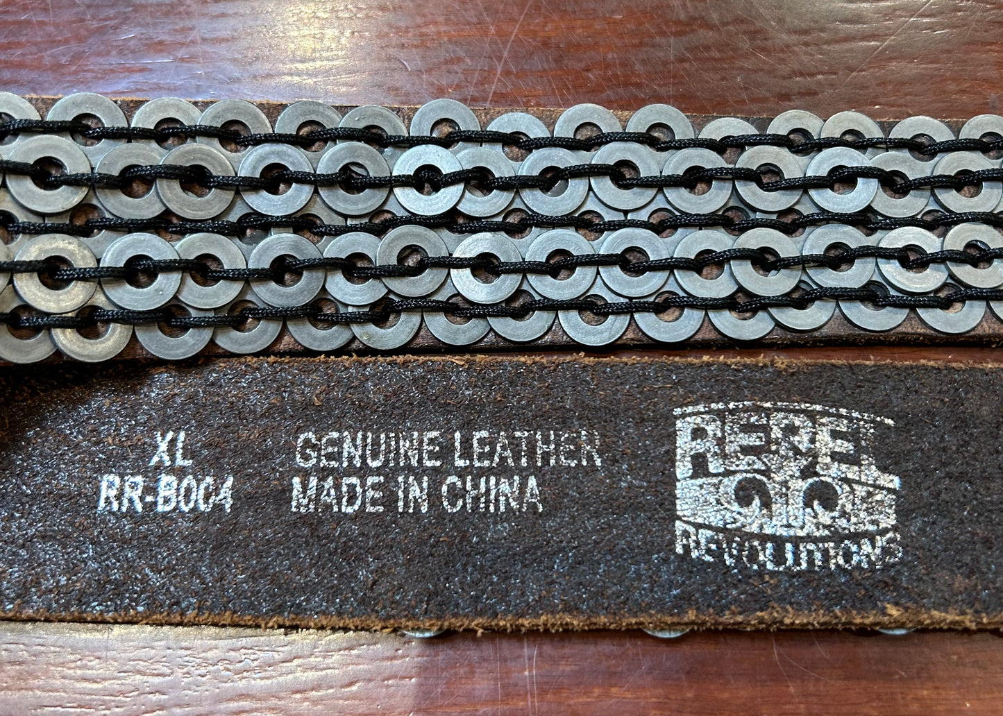 Men's Leather Belt XL 40 - Brown with Gunmetal Washers, Rebel Revolutions