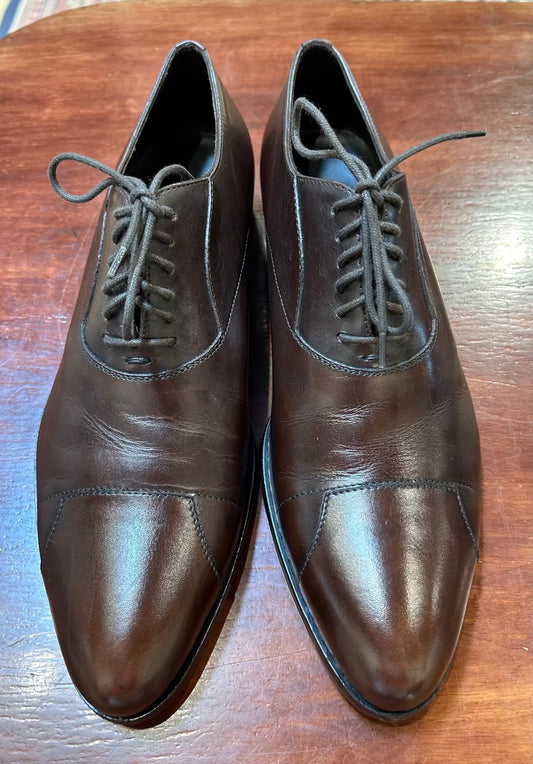 Men's Shoes - US 8 Ermenegildo Zegna Lace-up Oxford, Seamed Cap Toe, Brown Leather Upper, Leather Sole