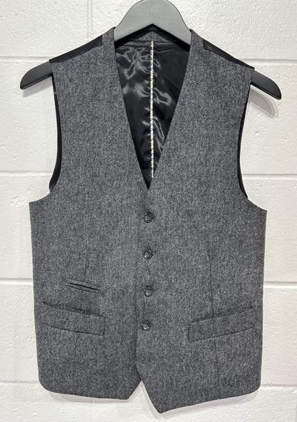 Men's M Vest Wool Blend Waistcoat, B/W Bird's Eye, Haight & Ashbury