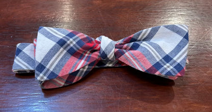 Bow Tie, Cotton Plaid Navy/Red/White, Self-Tie Exhibit B