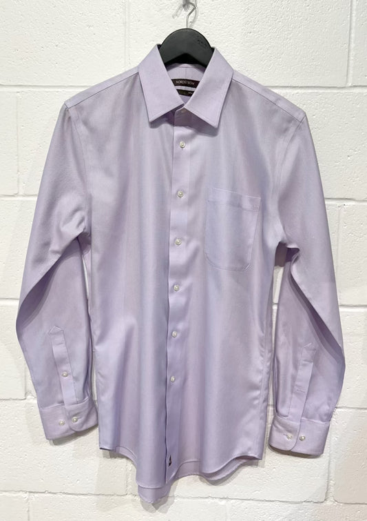 Men's S 14-1/2 100% Cotton Shirt, Long Sleeve, Button Up, Lavender Woven, Trim Fit, Nordstrom