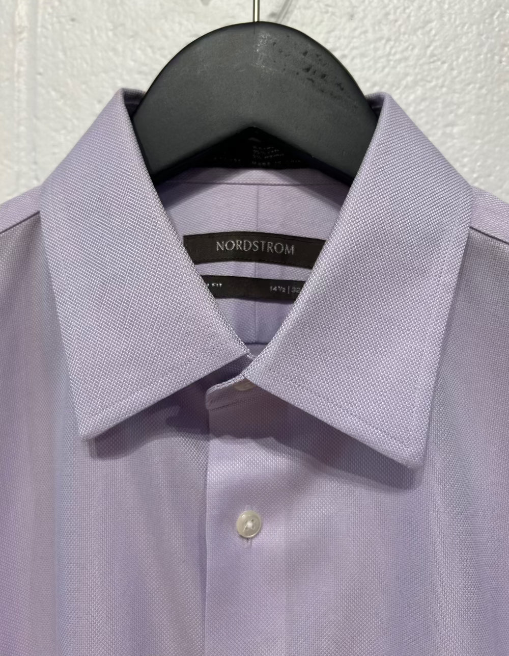 Men's S 14-1/2 100% Cotton Shirt, Long Sleeve, Button Up, Lavender Woven, Trim Fit, Nordstrom