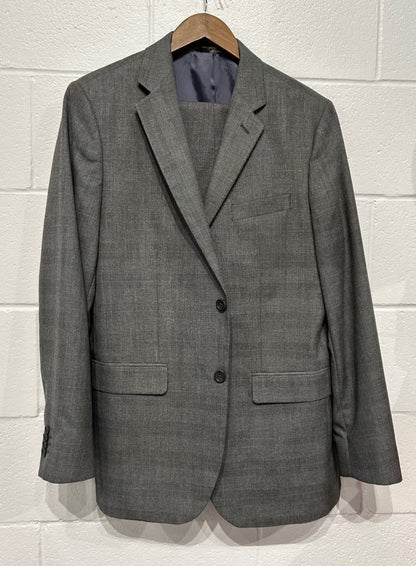 Men's 42R Suit Grey Fine Glen Plaid, Tailored Slim Fit Banana Republic