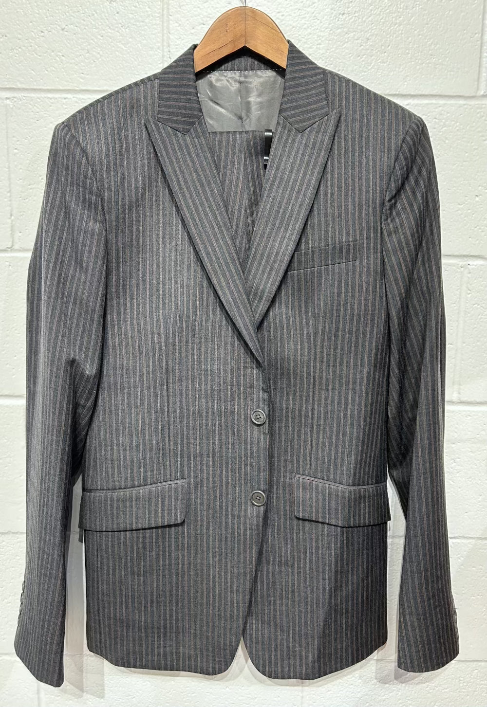 Men's 40T Suit Grey Fine Rust Stripe, Tailored Slim Fit Y&O Bespoke