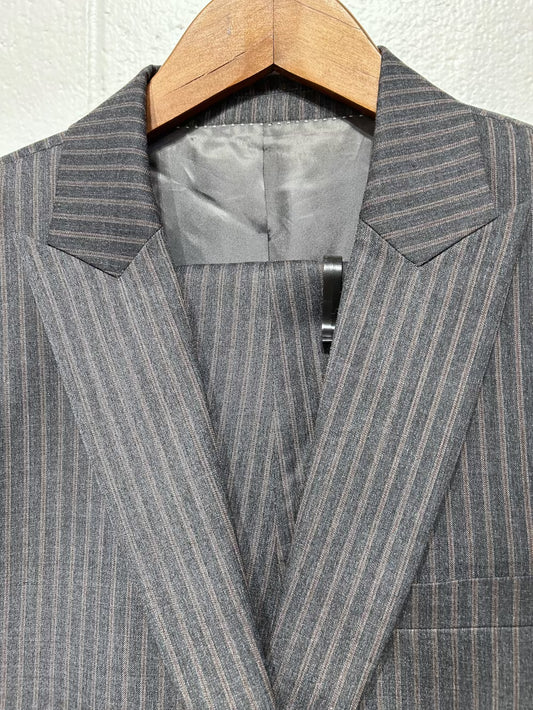 Men's 40T Suit Grey Fine Rust Stripe, Tailored Slim Fit Y&O Bespoke